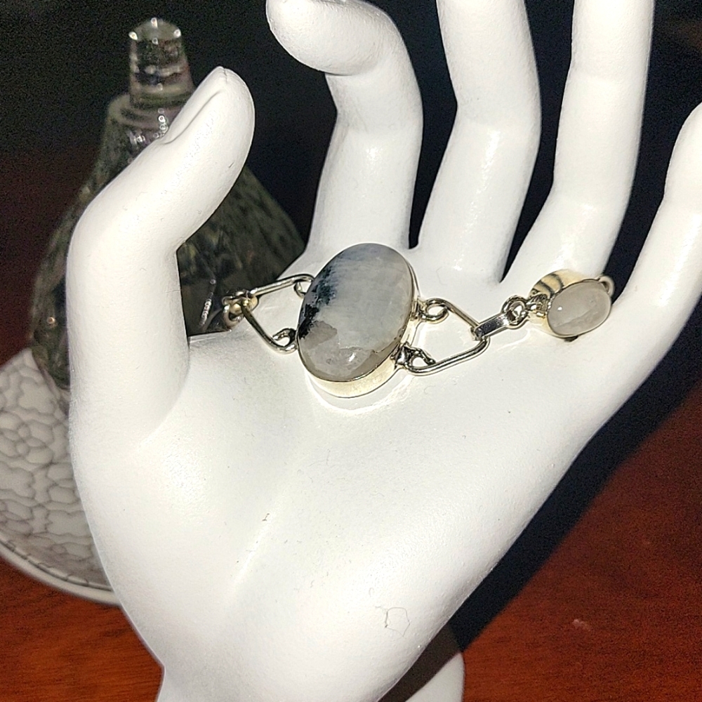 Sterling Silver Rainbow Moonstone Bracelet